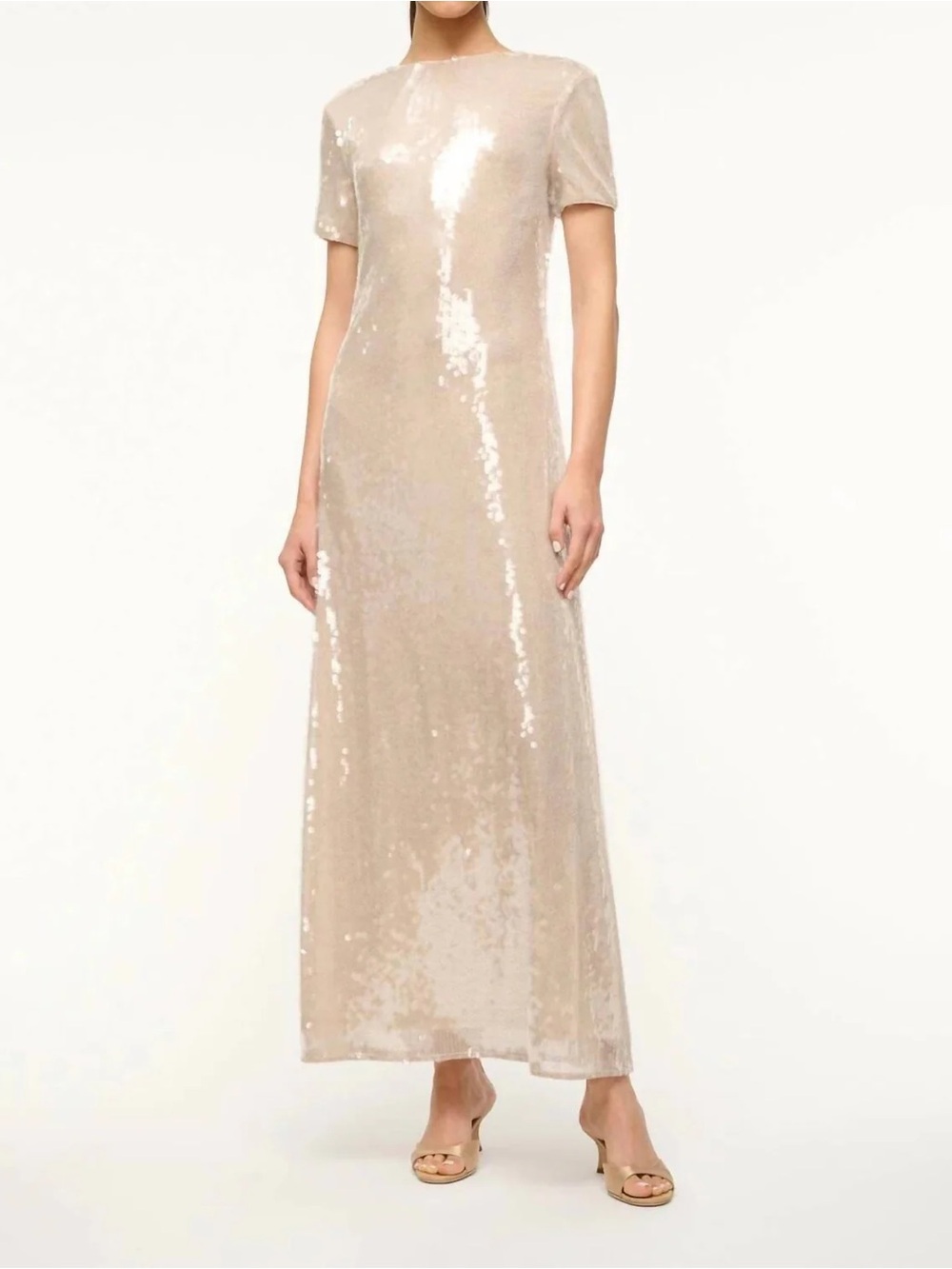 STAUD NWT Safi Moon Sequin Short-Sleeve Maxi Dress
